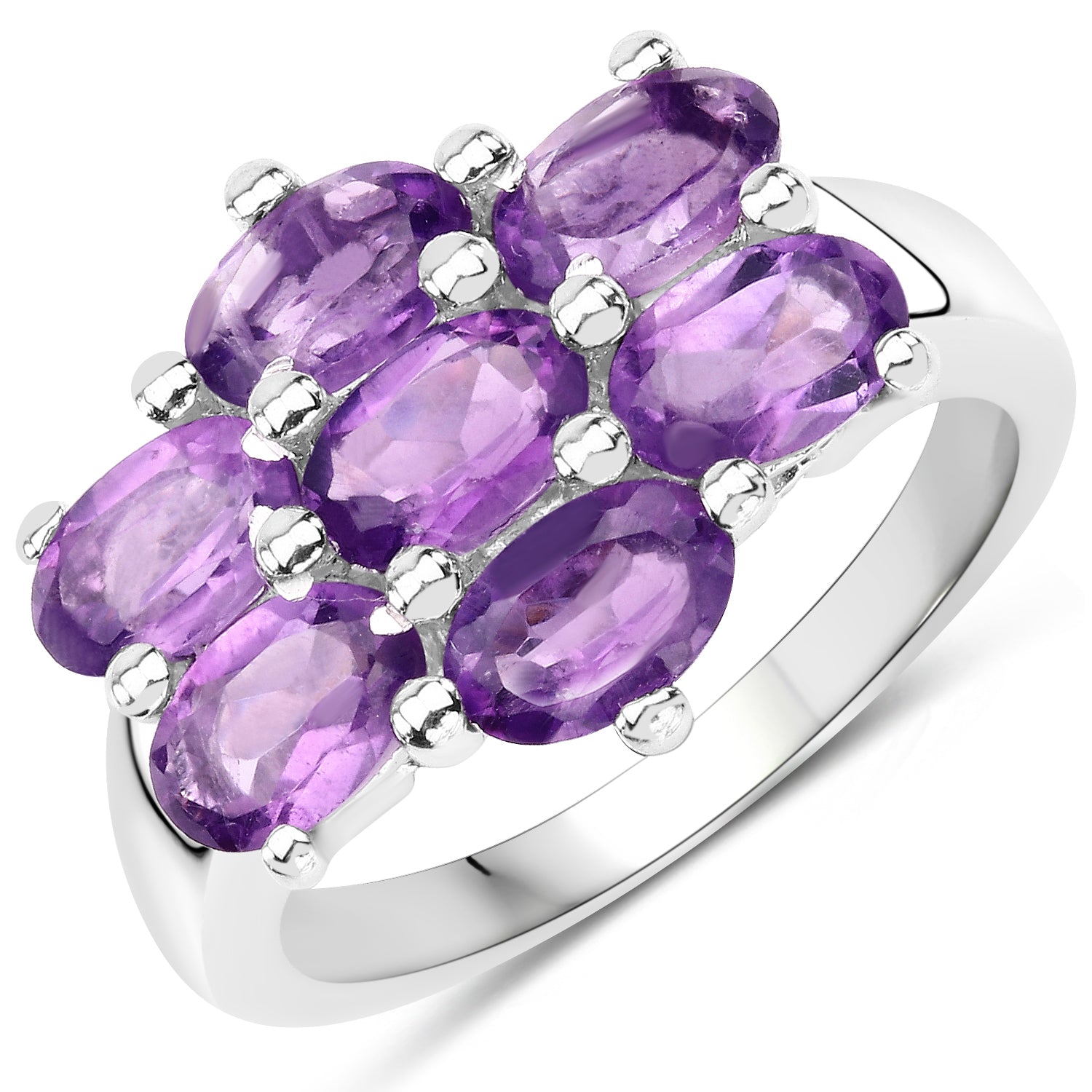 3.01 Carat GenuineAmethyst .925 Sterling Silver Ring