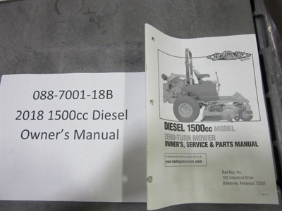 088-7001-18B - Bad Boy Mowers20181500cc Diesel Owner's Manual 088700118B
