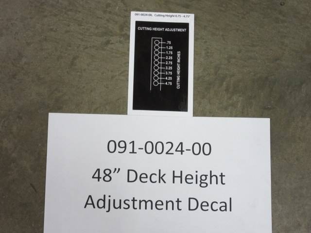 091-0024-00 - Bad Boy Mowers48" Deck Height Adjustment Decal 091002400