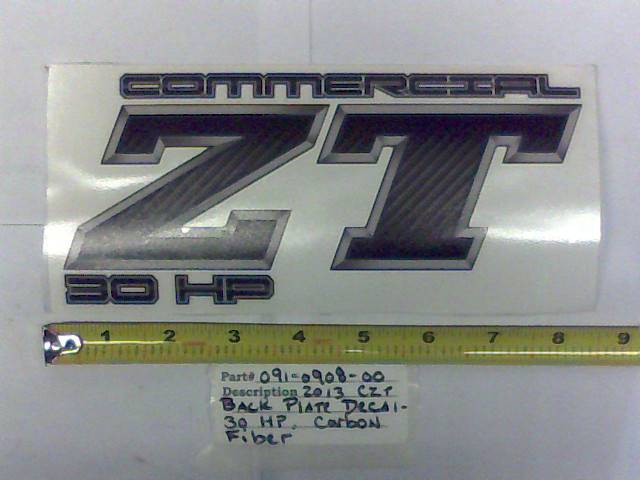 091-0908-00 - Bad Boy Mowers2013 CZT Back Panel Decal-30hp 091090800