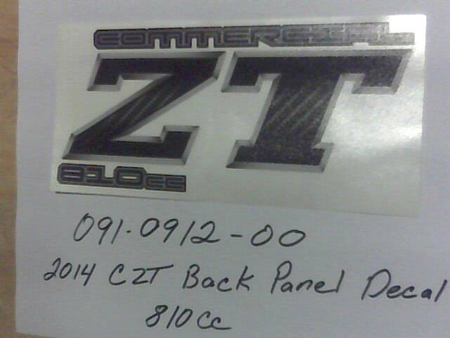 091-0912-00 - Bad Boy Mowers2014 CZT Back Panel Decal-810c 091091200