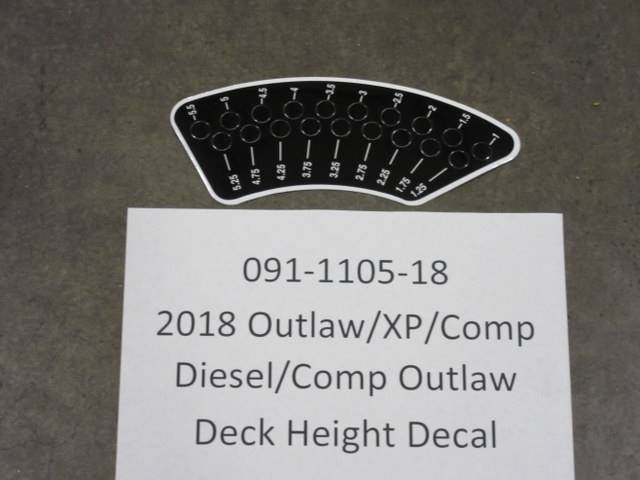 091-1105-18 - Bad Boy Mowers2018 Out/XP/Comp Diesel/Comp Out Deck Height Decal 091110518