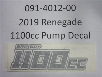091-4012-00 - Bad Boy Mowers2019 Renegade 1100cc Pump Decal 091401200