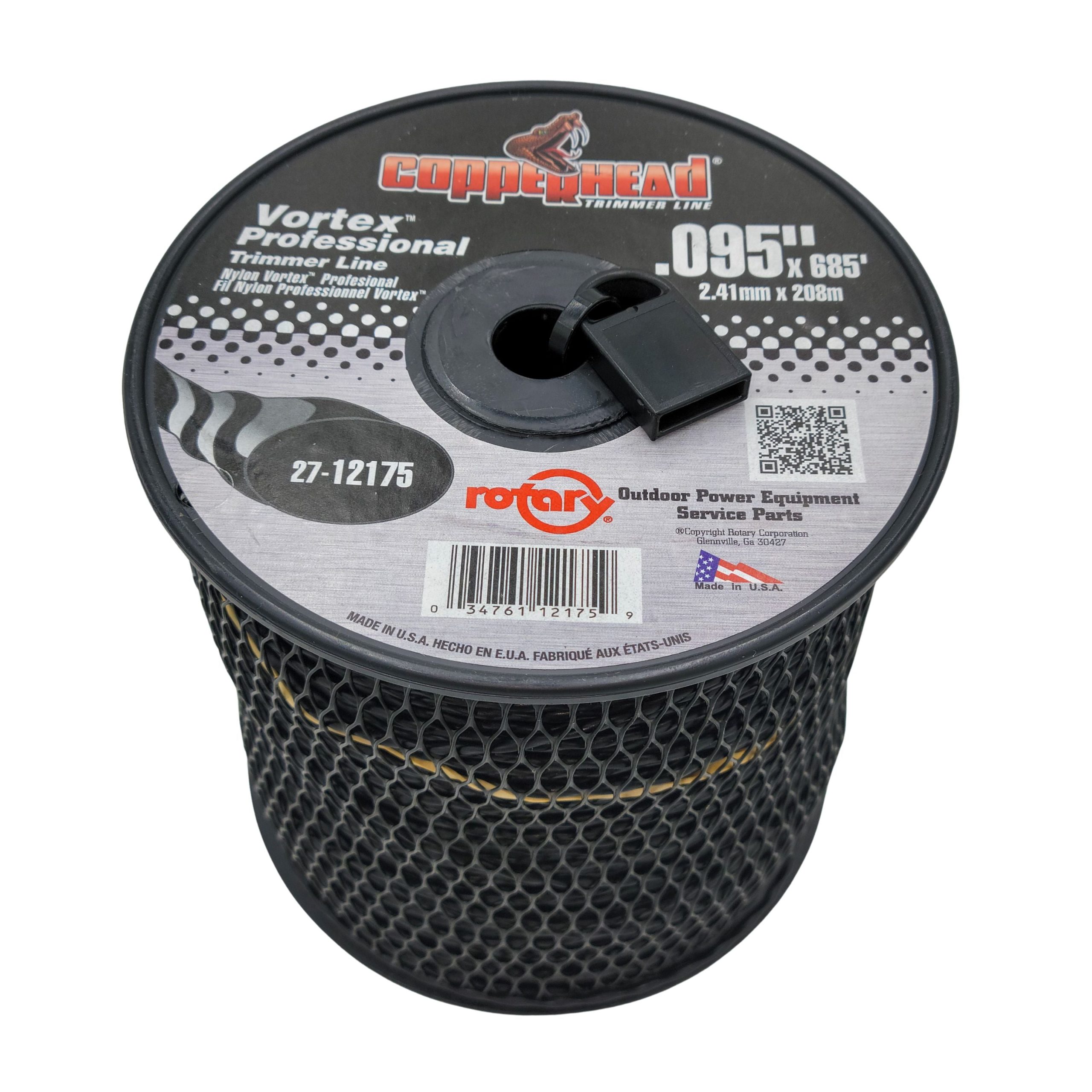 .095" Trimmer Line w/Cutter Rotary Vortex Medium Spool Black (12175)