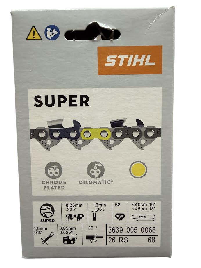 3639 005 0068 Stihl 26RSC .325" 18" Chainsaw Chain — 68 Drive Links Chisel Genuine OEM Part