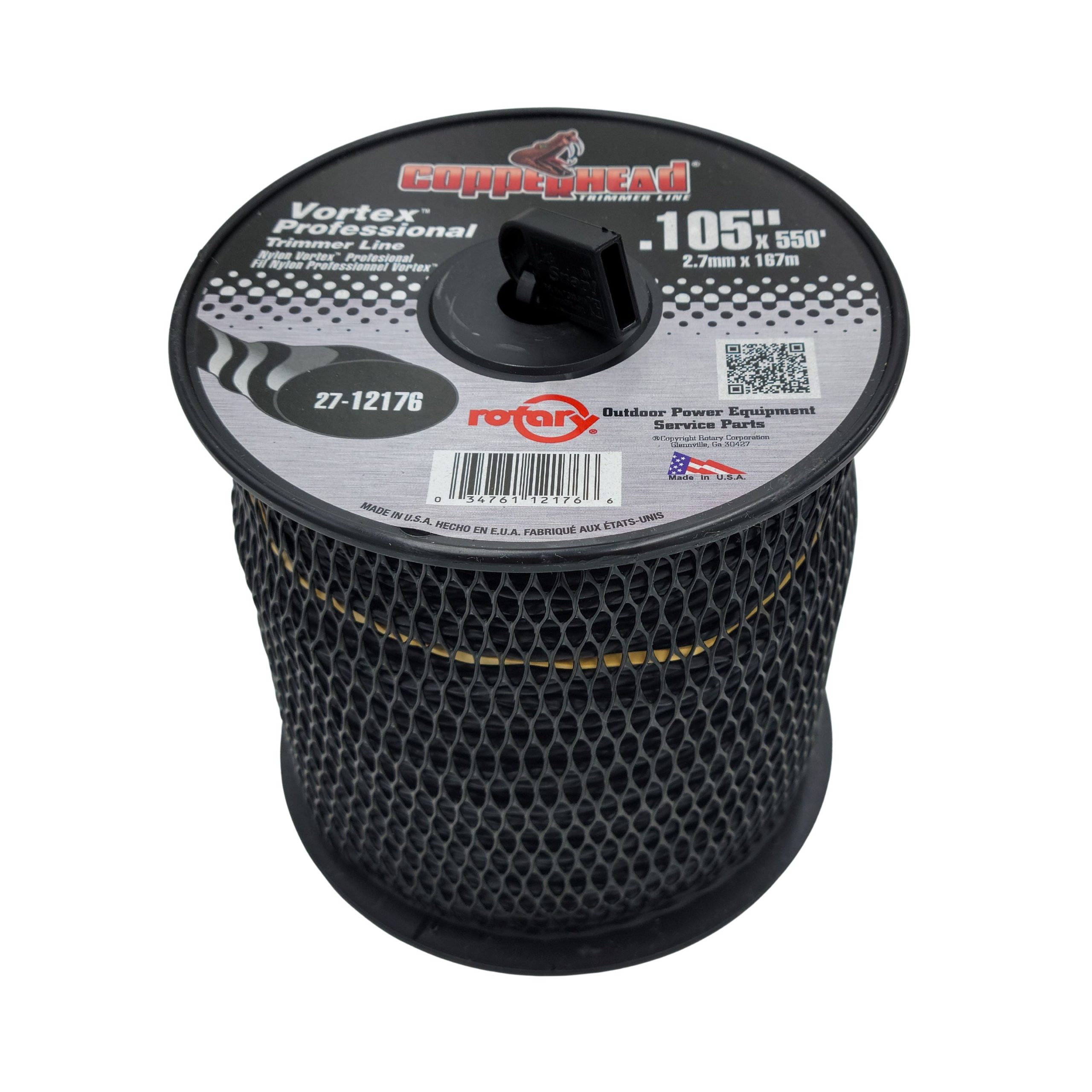 .105" Trimmer Line w/Cutter Rotary Vortex Medium Spool Black (12176)