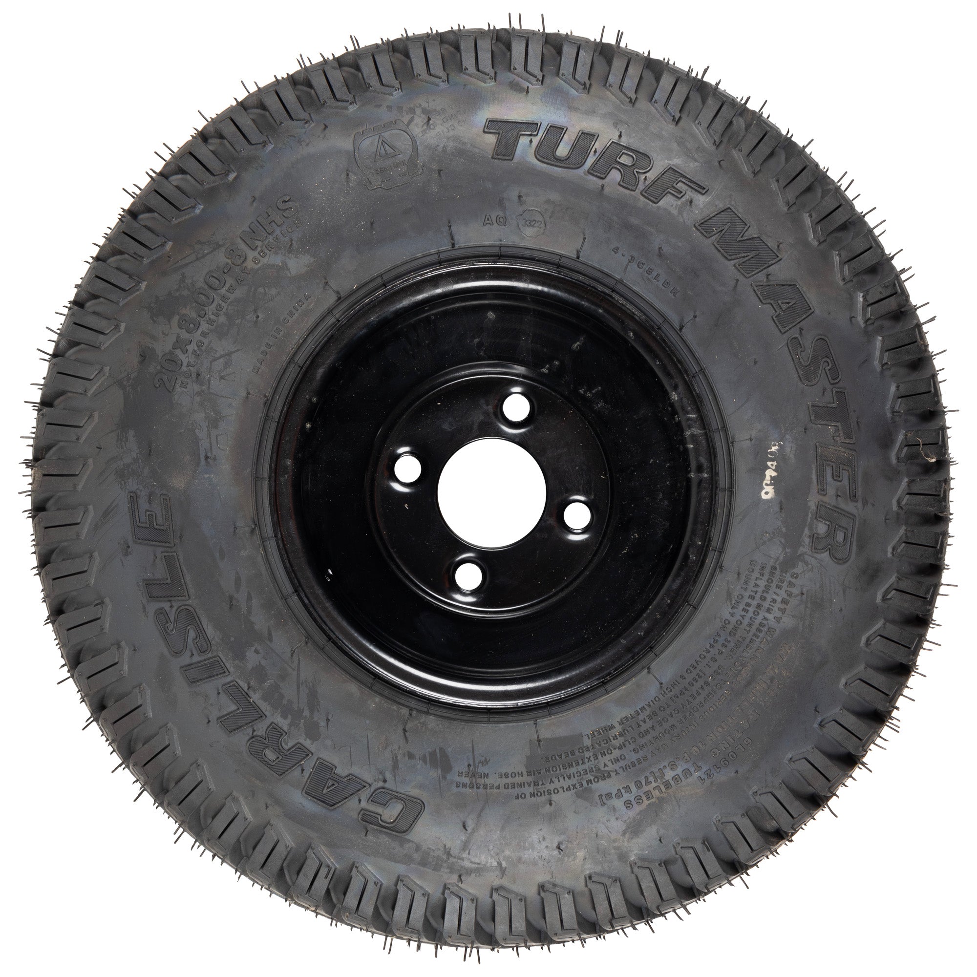 CUB CADET 634Z07264-0637 Powder Black Complete Wheel 20x8-8 Turf