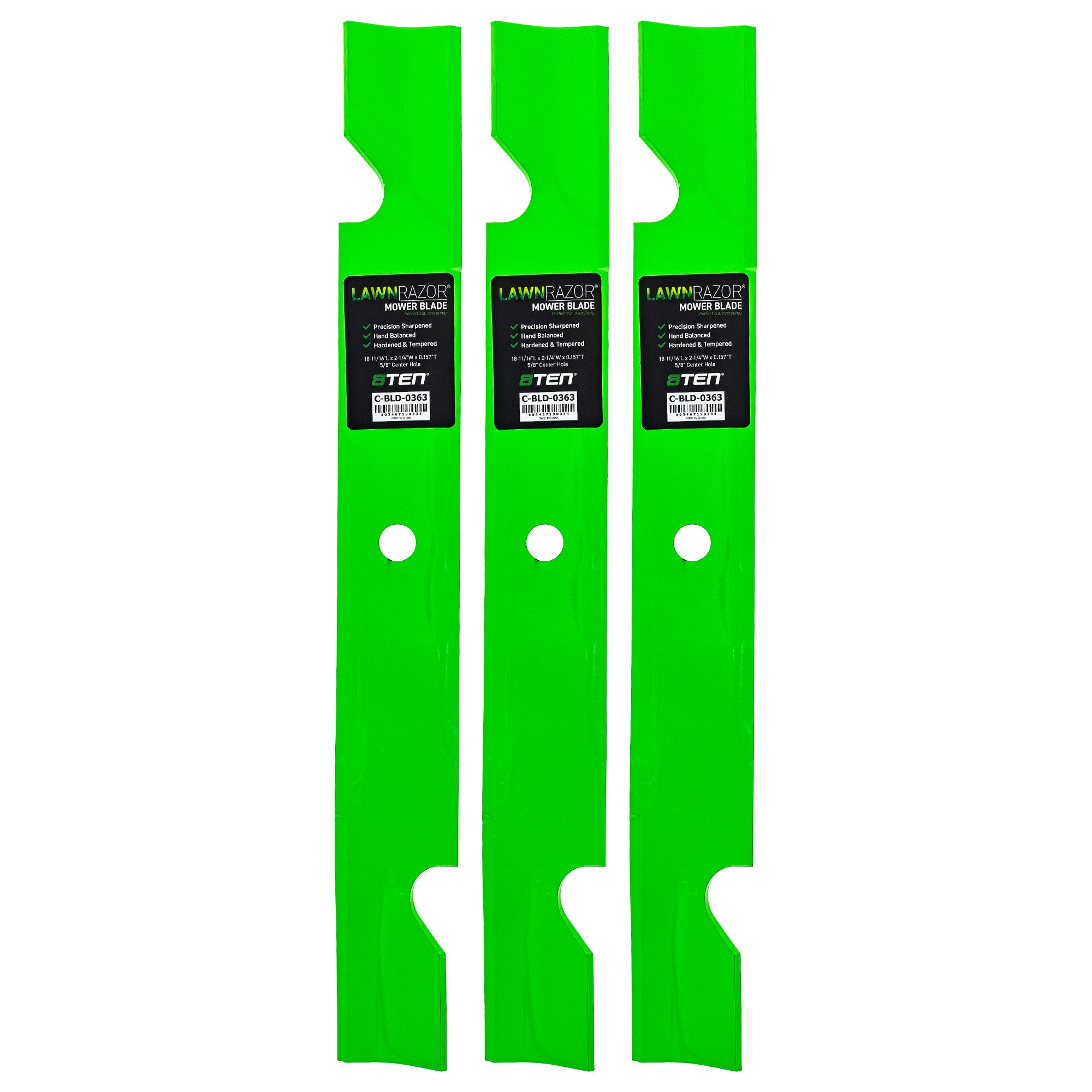 LawnRAZOR Notched High Lift Blade For Toro 94-060 115-9650-03 | 3-PACK