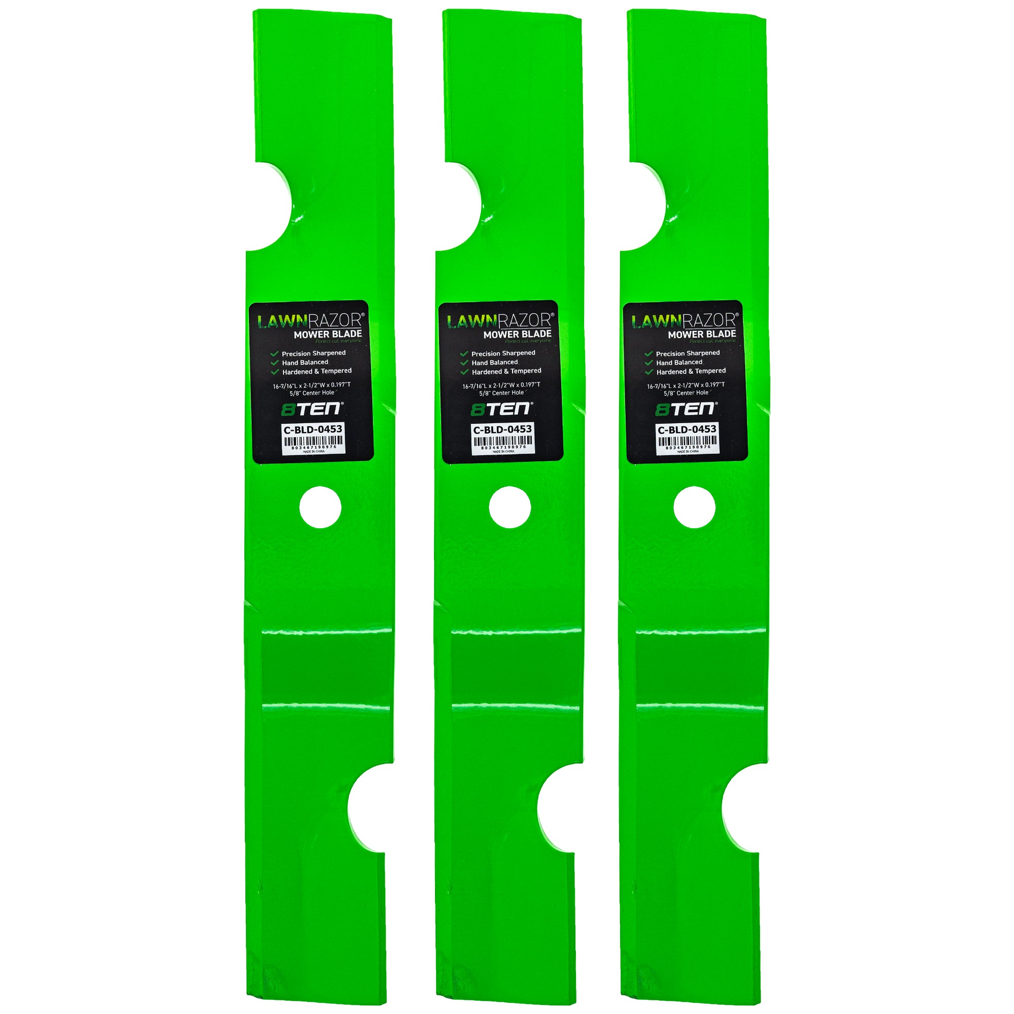 LawnRAZOR Notched High Lift Blade For John Deere TCU34166 | 3-PACK