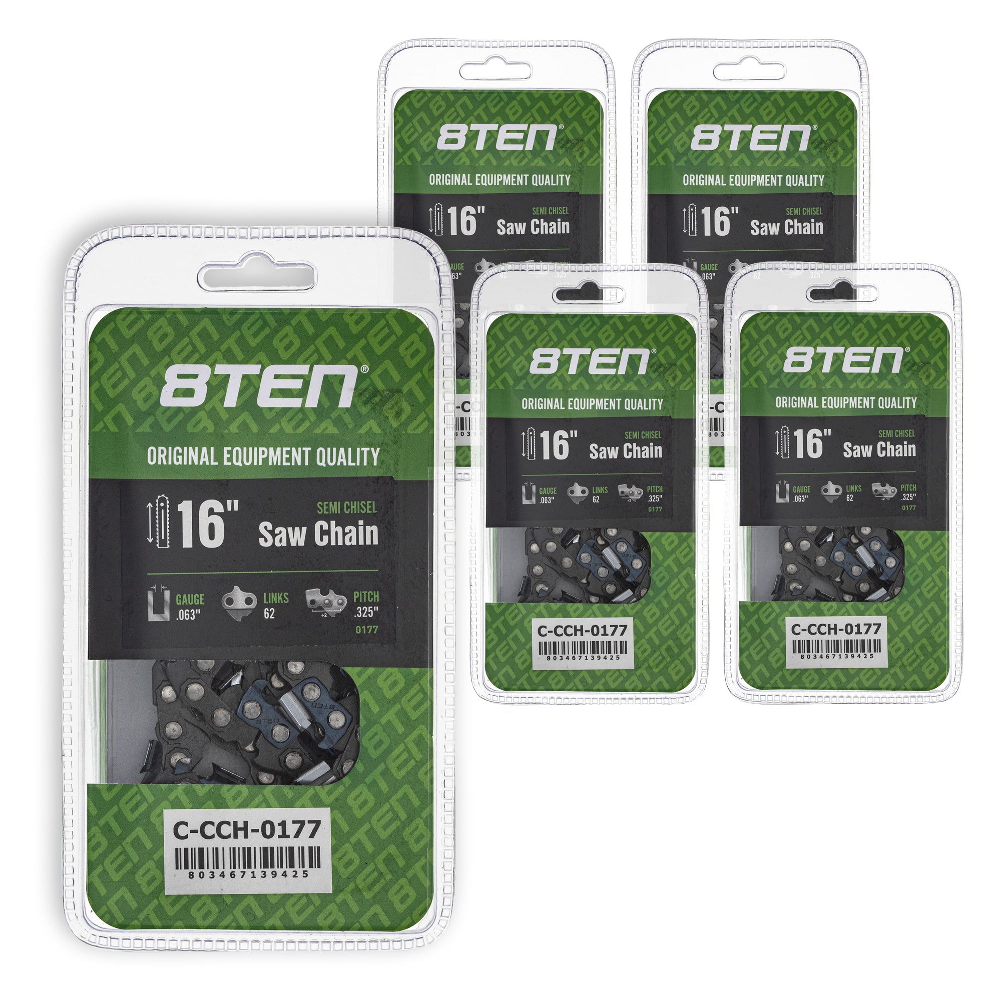 Chainsaw Chain 16 Inch .063 .325 62DL For Stihl Homelite 26RM362 22LPX062G 22LGX062G 591104262 | 5-PACK