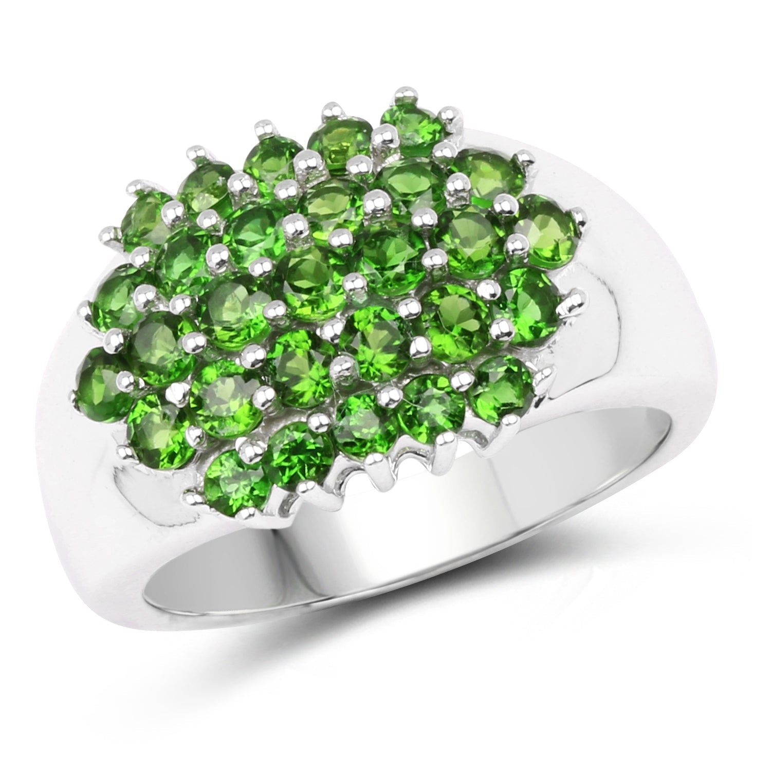 1.93 Carat Genuine Chrome Diopside .925 Sterling Silver Ring