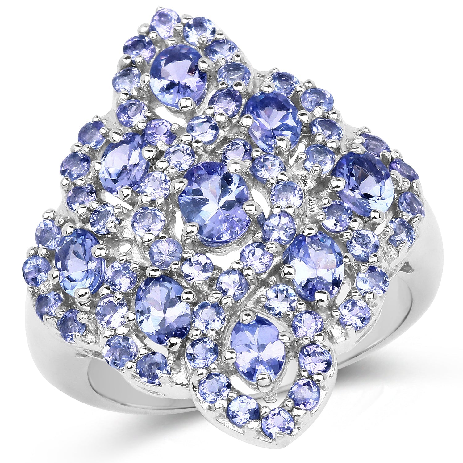 3.31 Carat Genuine Tanzanite .925 Sterling Silver Ring
