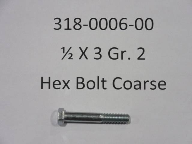 318-0006-00 - Bad Boy Mowers1/2x3.25 Gr2 Hex Bolt-Coarse 318000600