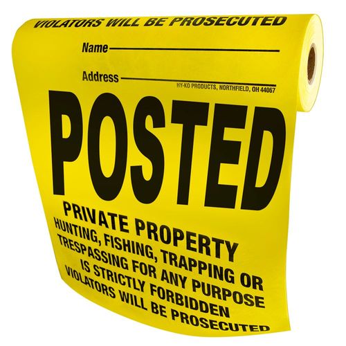 Posted Property Signs, 100 Per Roll
