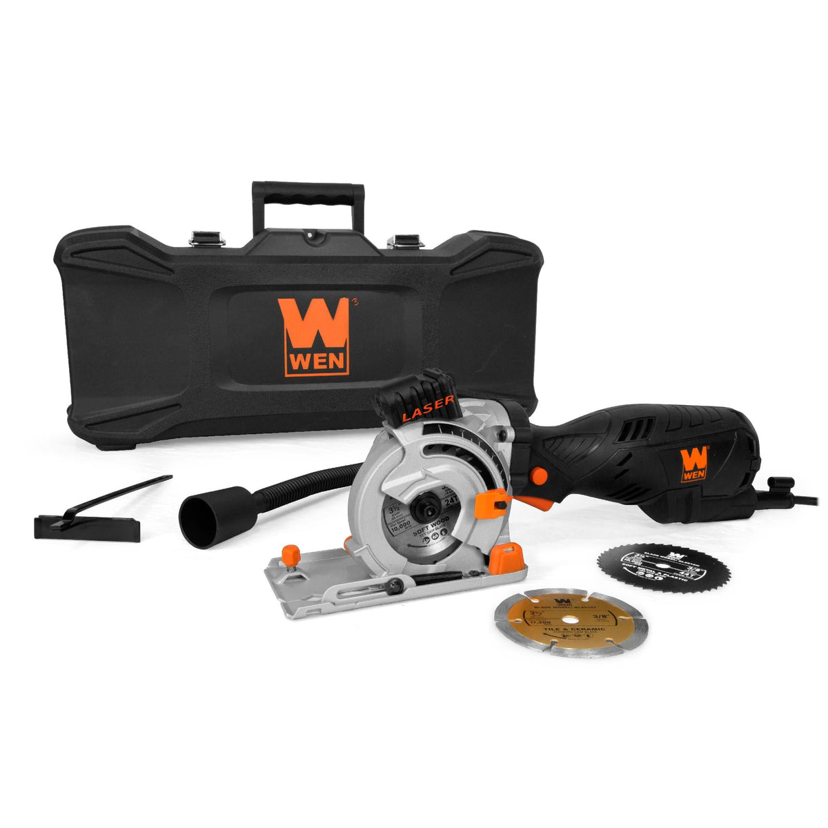 WEN R3620 5-Amp 3-1/2-Inch Plunge Cut Compact Circular Saw with Laser, Carrying Case, and Three Blades (Manufacturer Refurbished)