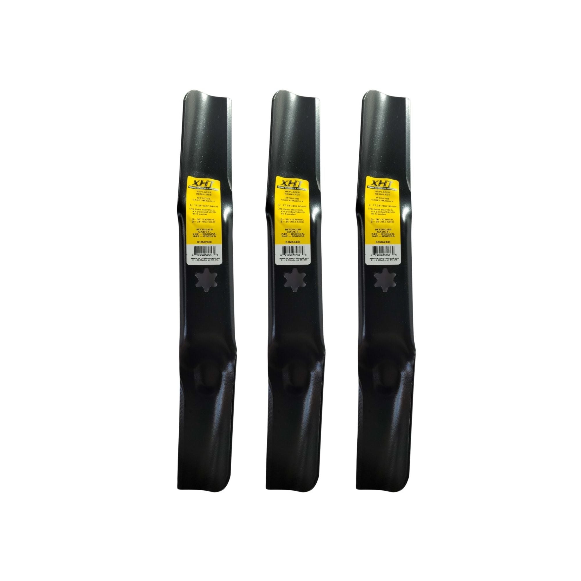 3-Pack - 50" MTD & Cub Cadet Blades 17.27" Lg 2-Function (Marbain Steel)