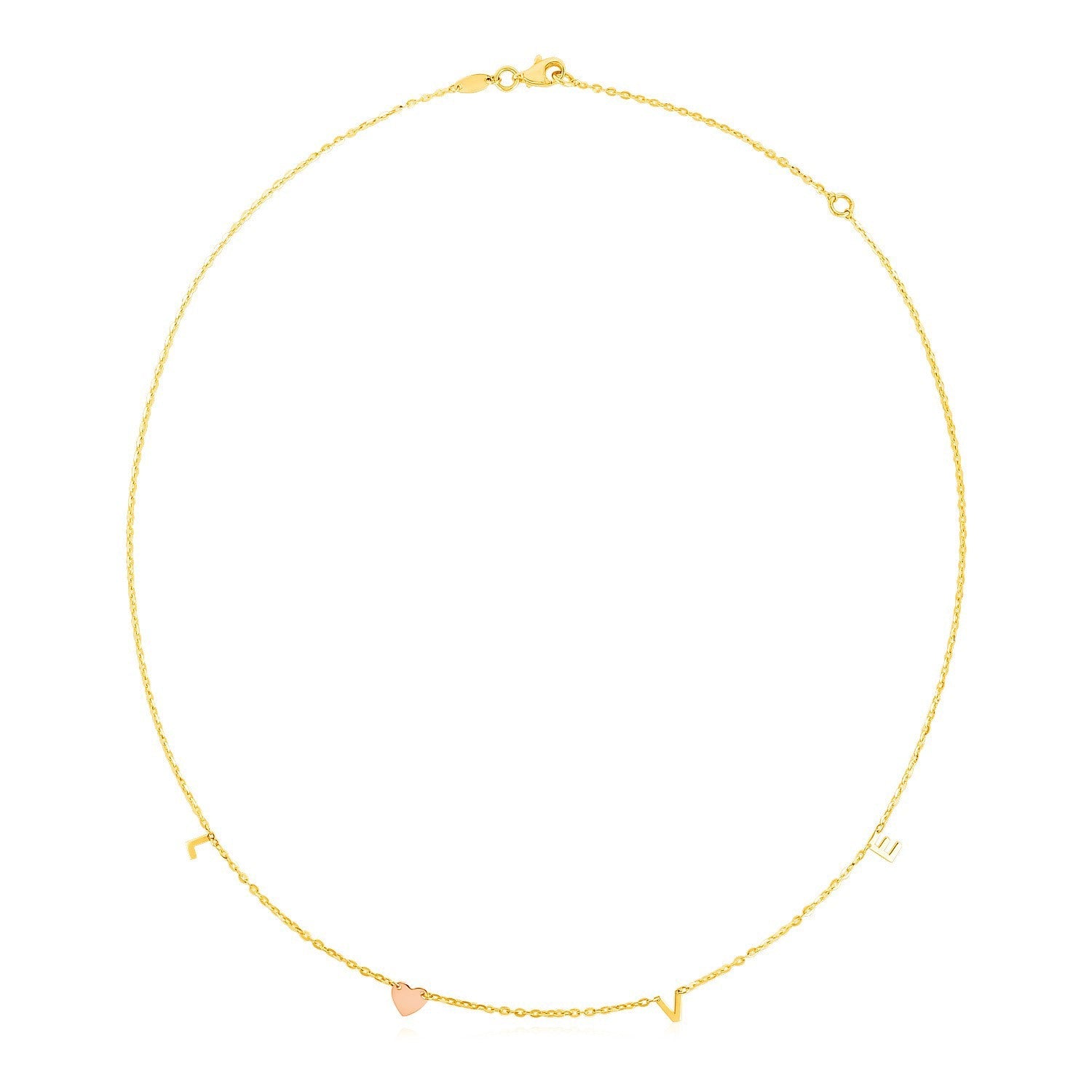 14k Two Tone Gold Love Necklace