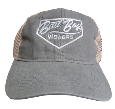 401-0102-01 - Bad Boy MowersGrey with Mesh Home Plate W/flag Hat 401010201