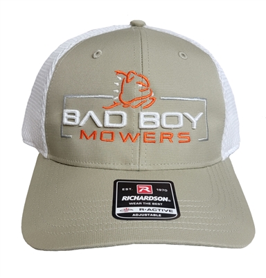 401-0134-01 - Bad Boy Mowers OBSOLETETan/White Mesh Richardson Hat 401013401