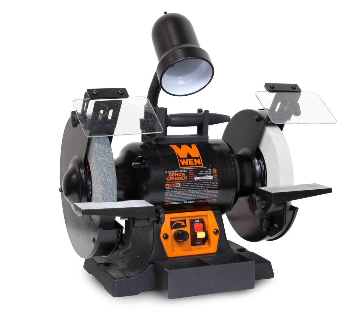 WEN R4280 5-Amp 8-Inch Variable Speed Bench Grinder with Work Light (Manufacturer Refurbished)