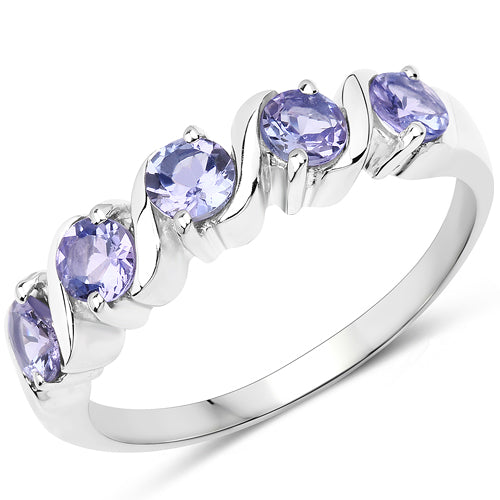 1.15 Carat Genuine Tanzanite .925 Sterling Silver Ring