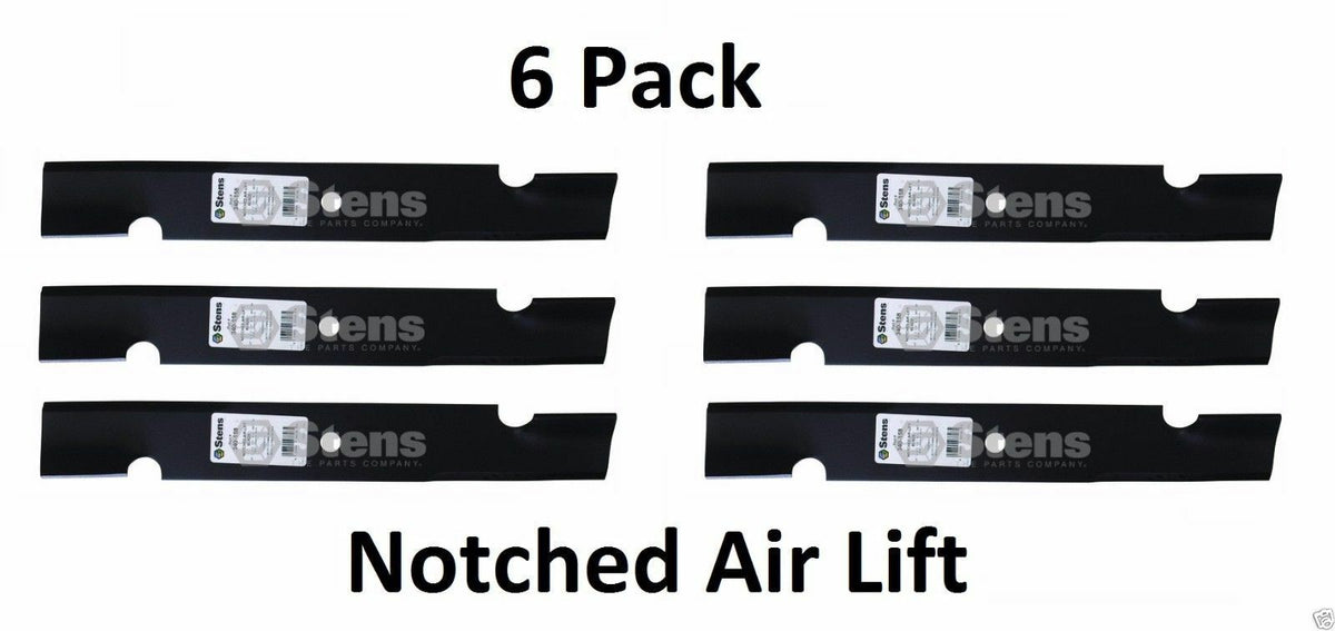 6 Pack Stens #340-158 Notched Air-Lift Blade fits Great Dane D18037 GDU10231