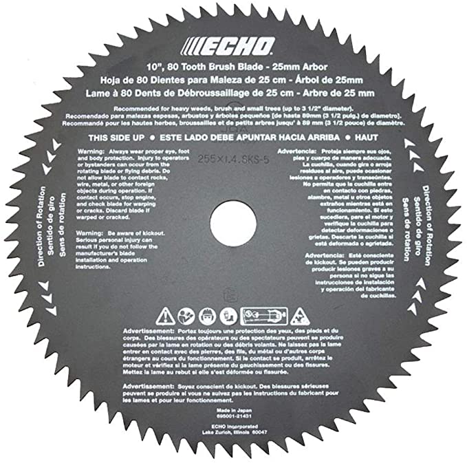 ECHO 10" 80-Tooth BrushCutter Blade 25mm arbor 69500121431