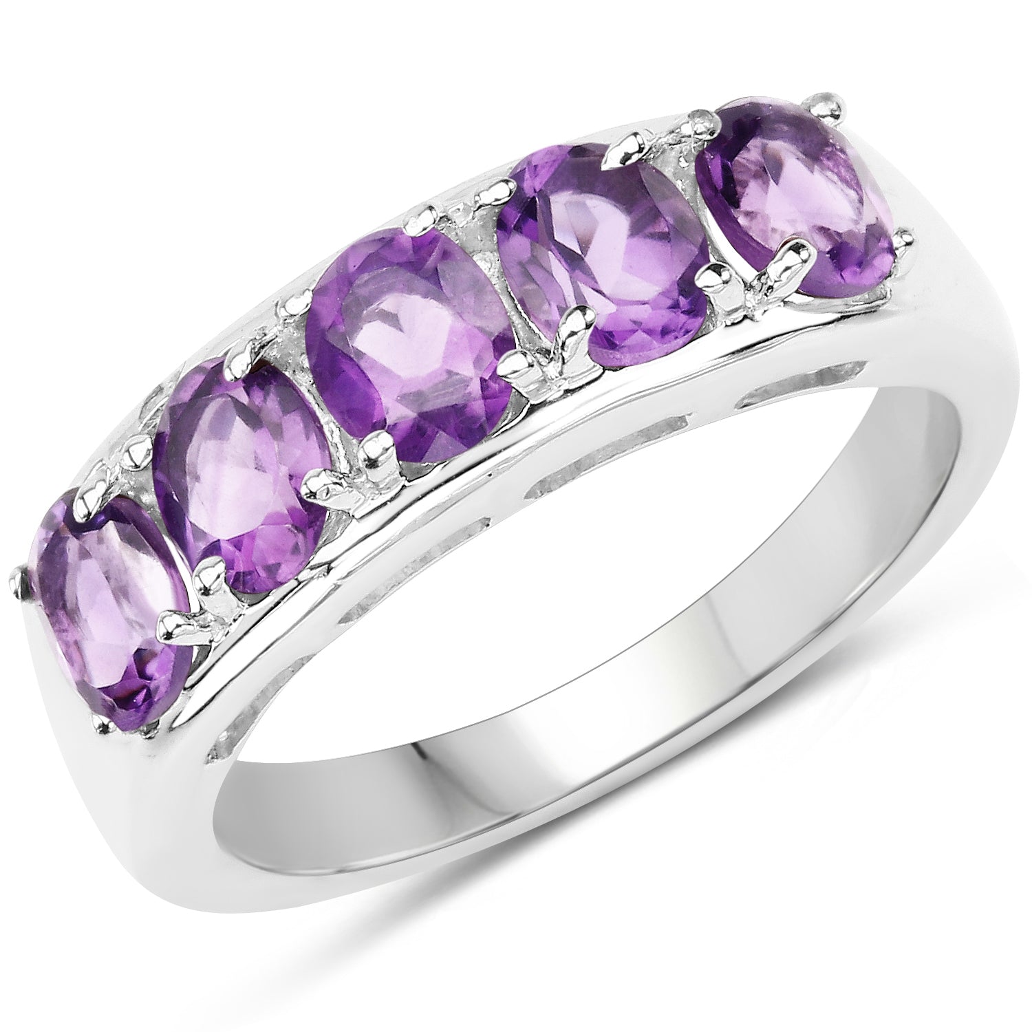 1.70 Carat GenuineAmethyst .925 Sterling Silver Ring