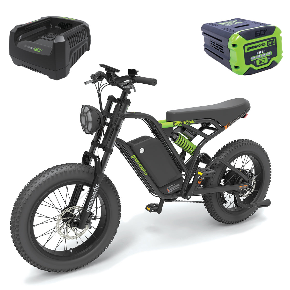 Greenworks 60V VENTURE Series 20” Fat Tyre Electric All Terrain Bike 8Ah Kit