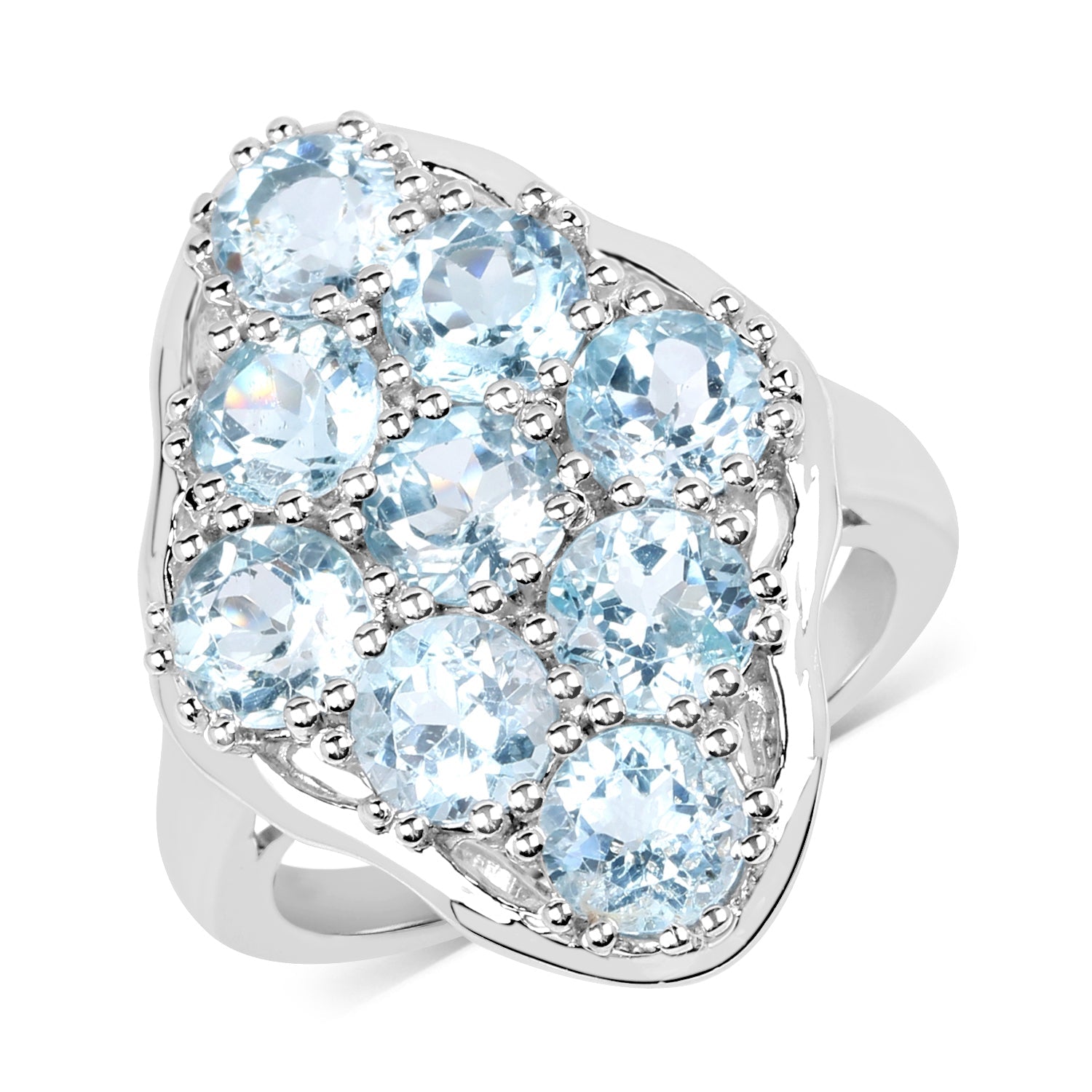 5.40 Carat Genuine Blue Topaz .925 Sterling Silver Ring