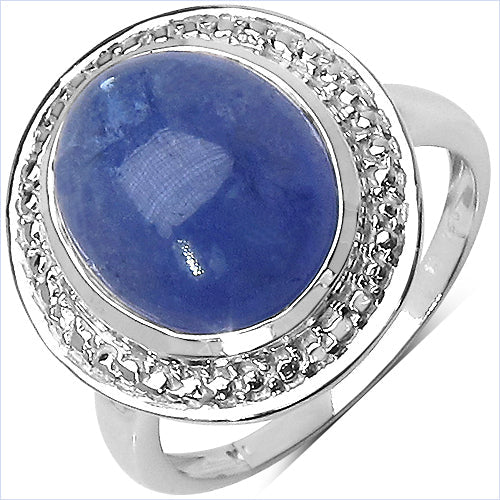 7.10 Carat Genuine Tanzanite .925 Sterling Silver Ring