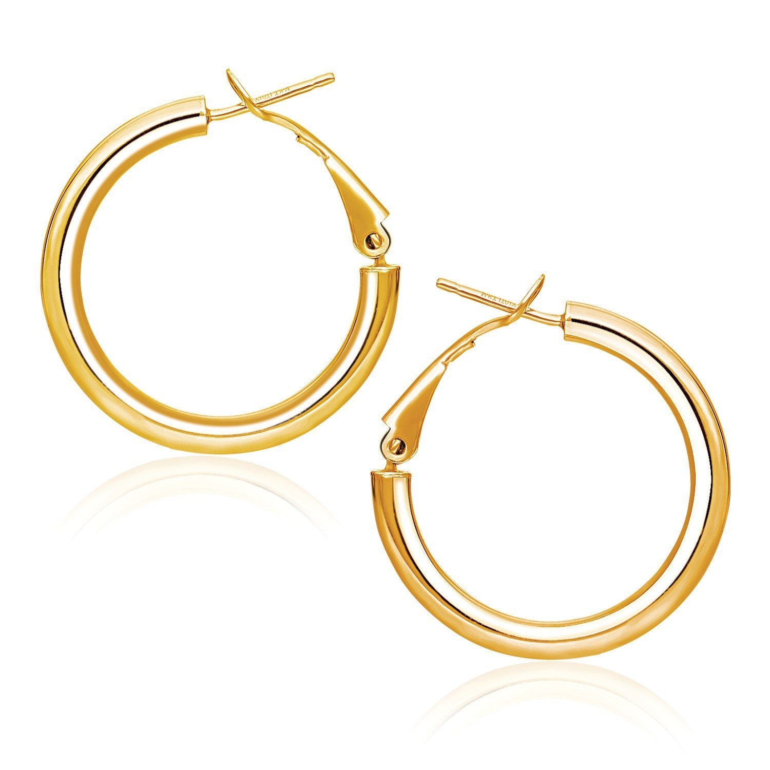 14k Yellow Gold High PolishHoop Earrings (0.78 inch Diameter)