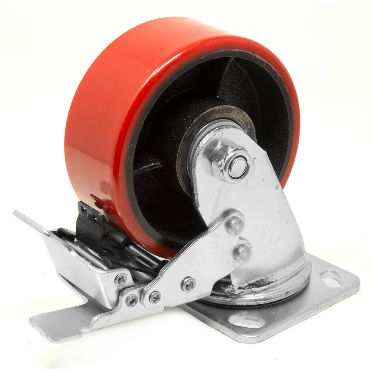 WEN CA7534B 4-Inch 530-Pound Capacity Double-Bearing Cast Iron and Polyurethane Swivel Plate Caster with Brake