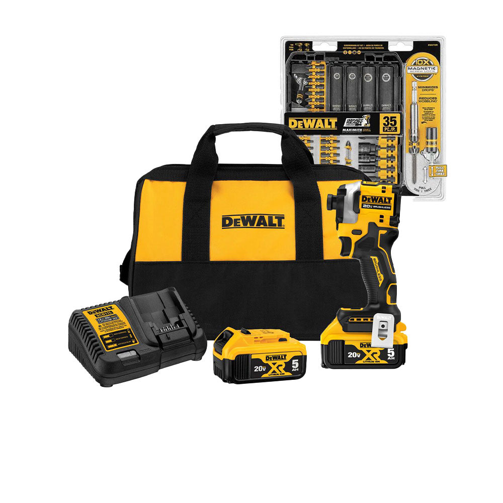DeWALT DCF850P2-KIT 20V Atomic Impact Driver Kit w/ 35 Piece Screwdriver Set