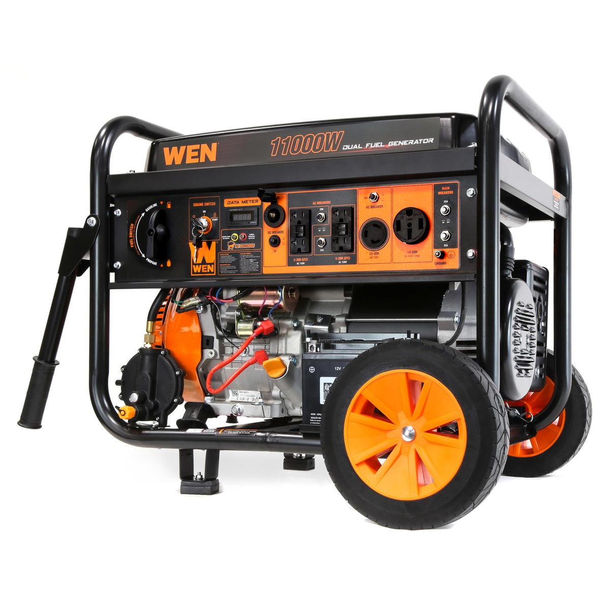 WEN DF1100X 11,000-Watt 120V/240V Dual Fuel Portable Generator with Wheel Kit, Electric Start, and CO Watchdog