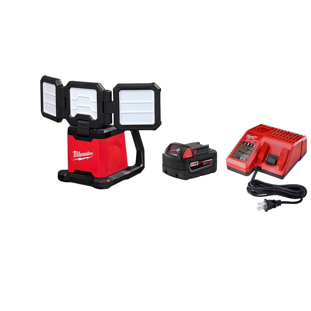 Milwaukee 2368-20SK M18 18V Dual Power Triple-Panel Light w/ 5AH Battery/Charger