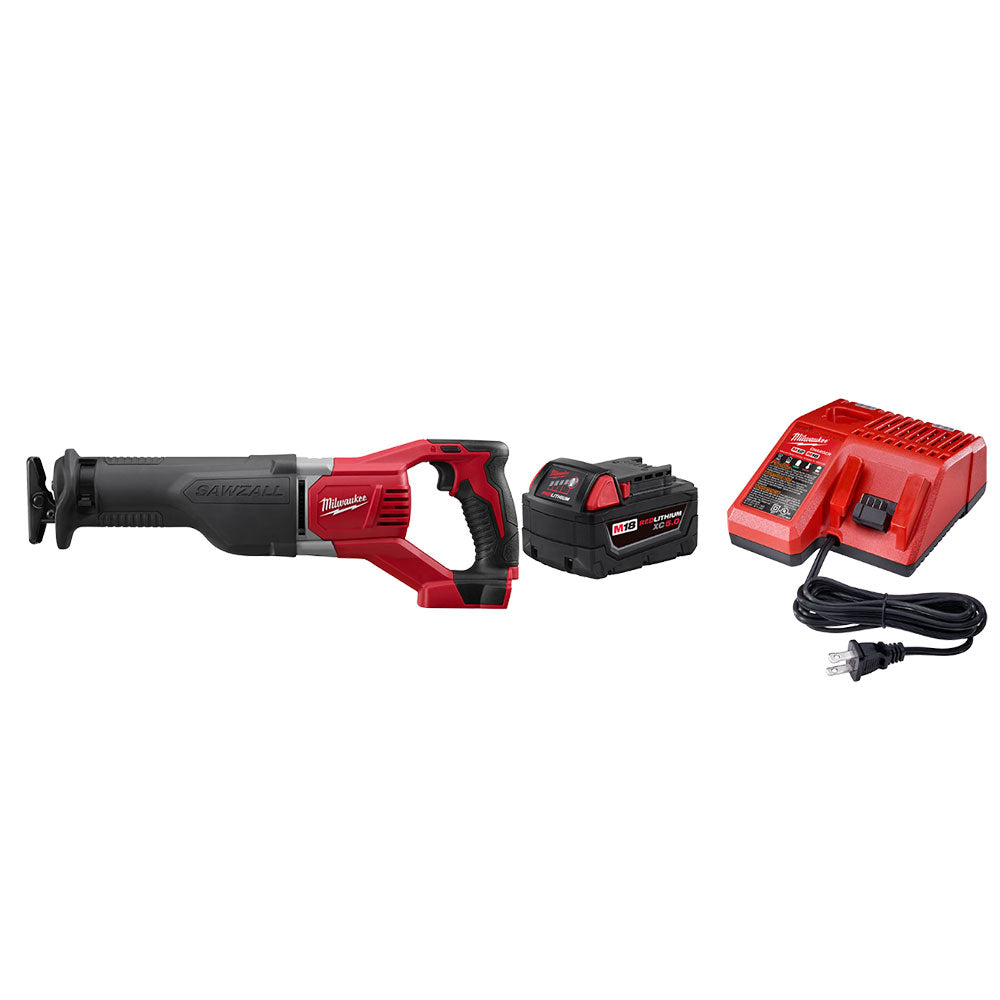 Milwaukee 2621-20SK M18 18V SAWZALL Reciprocating Saw w/ 5AH Battery and Charger