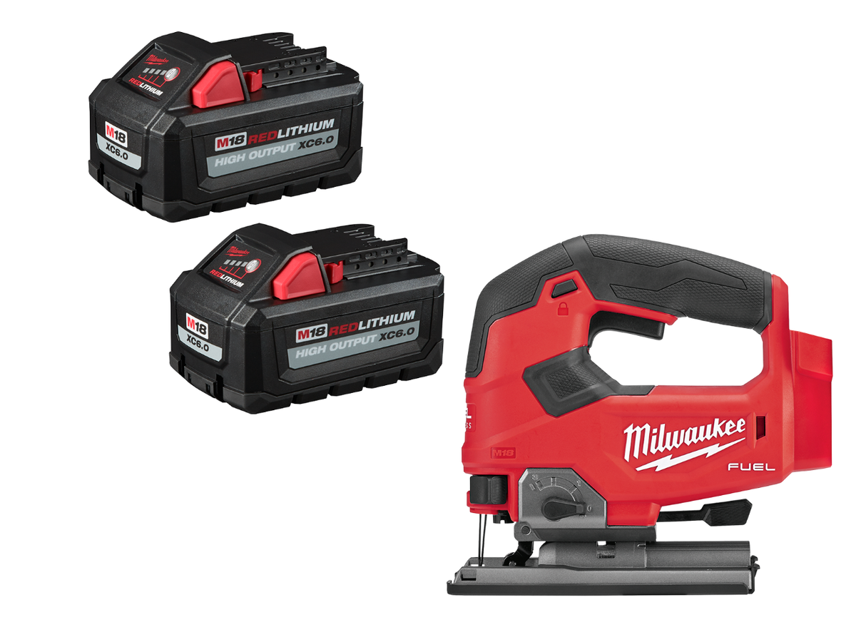 Milwaukee M18 D Handle Jig Saw w/ REDLITHIUM HIGH OUTPUT XC6.0 Battery - 2 PK