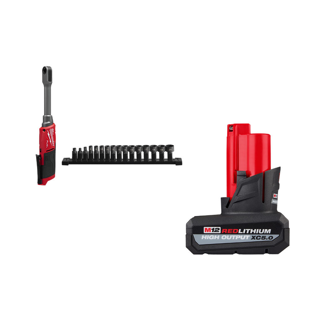 Milwaukee 3050-20X5 M12 FUEL INSIDER 12V Cordless Box Ratchet w/ 5AH Battery