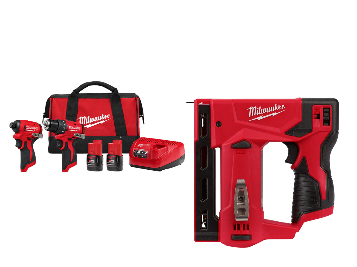 Milwaukee 3494-22CS M12 12V 2-Tool Cordless Combo Kit w/ Crown Stapler