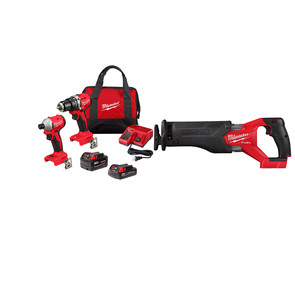 Milwaukee 3693-22CXvSZ M18 Compact Brushless 2-Tool Combo Kit w/ Sawzall