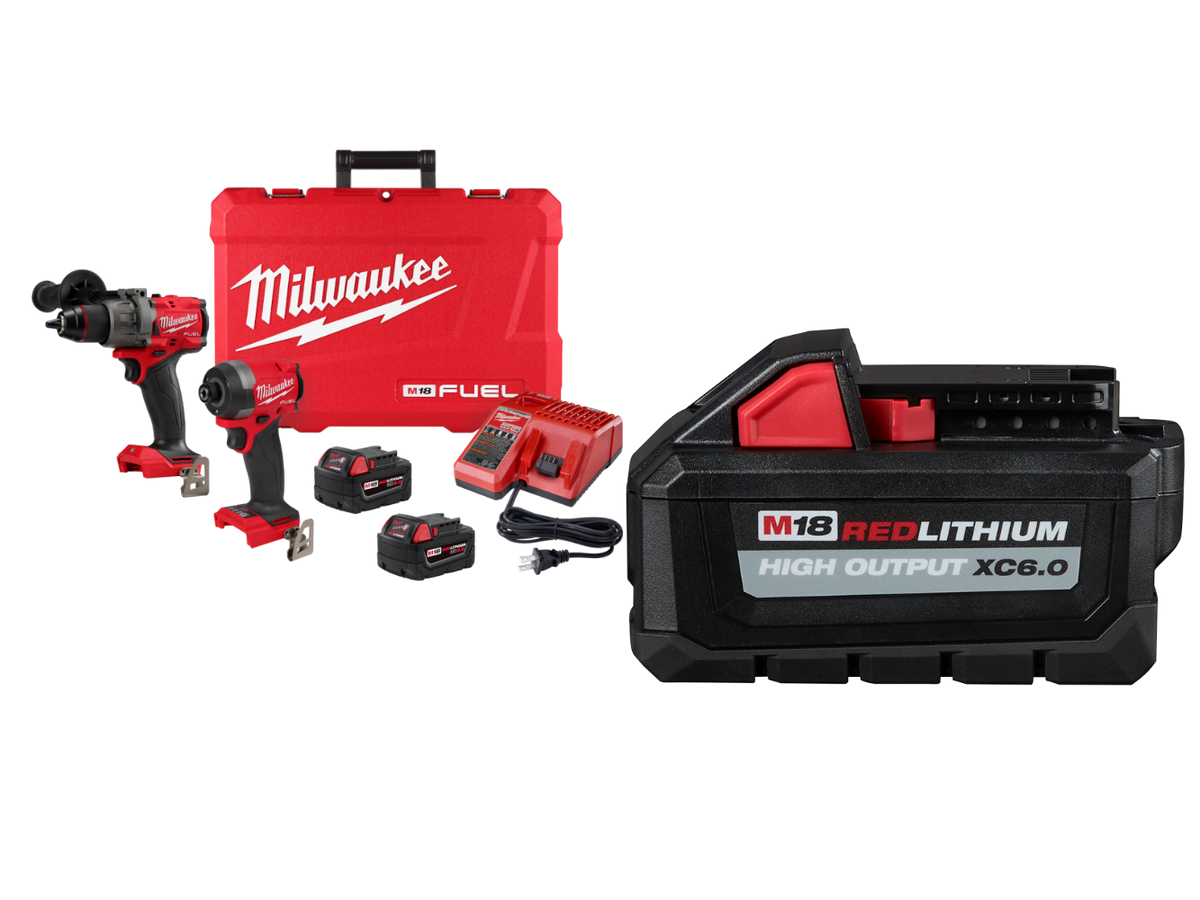 Milwaukee 3697-22x6 M18 FUEL 18V 2-Tool Combo Kit w/ 6AH Battery