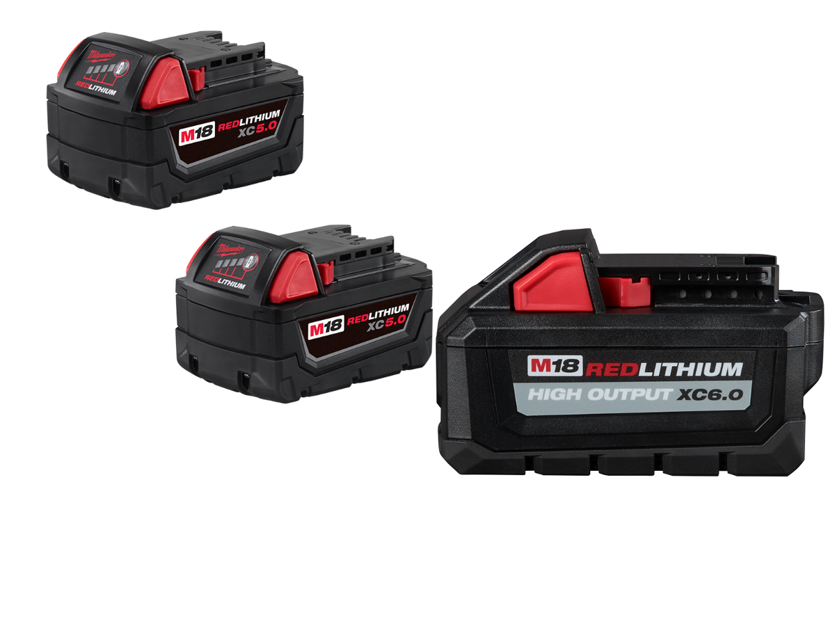 Milwaukee 48-11-1865x6 M18 6AH Battery w/ 2 - 5AH Lithium Ion Battery Pack