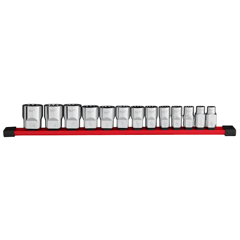 Milwaukee 48-22-9422 1/2" Drive 12-Point SAE Socket Set - 13 PC
