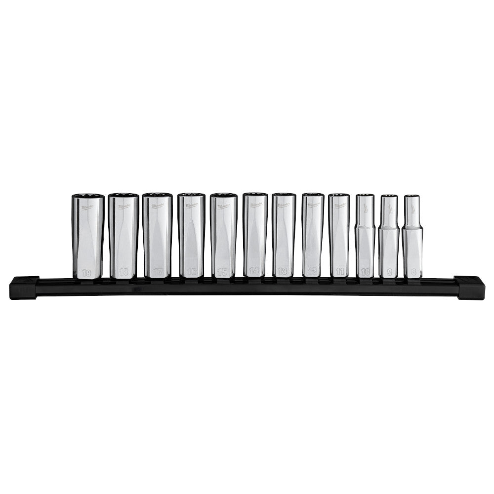 Milwaukee 48-22-9521 3/8" Drive 12-Point Deep Well Metric Socket Set - 12 PC