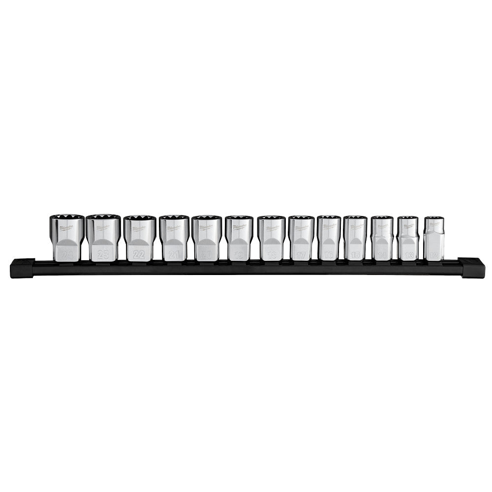 Milwaukee 48-22-9522 1/2" Drive 12-Point Metric Socket Set - 13 PC