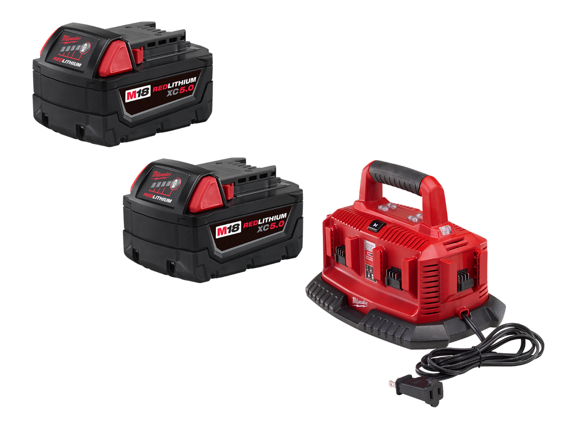 Milwaukee 48-59-1806BT5 M18 Six Pack Charger w/ XC5.0 Extended Battery - 2 PK