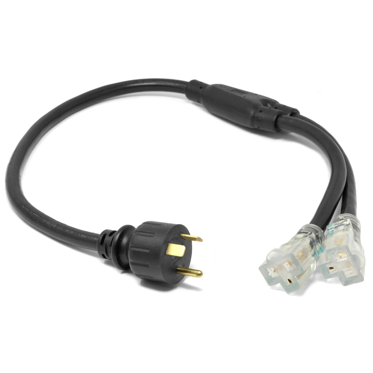WEN PC3352 3 Feet 10-Gauge SJTW Generator Extension Cord Splitter (converts TT-30R to two 5-20R outlets)