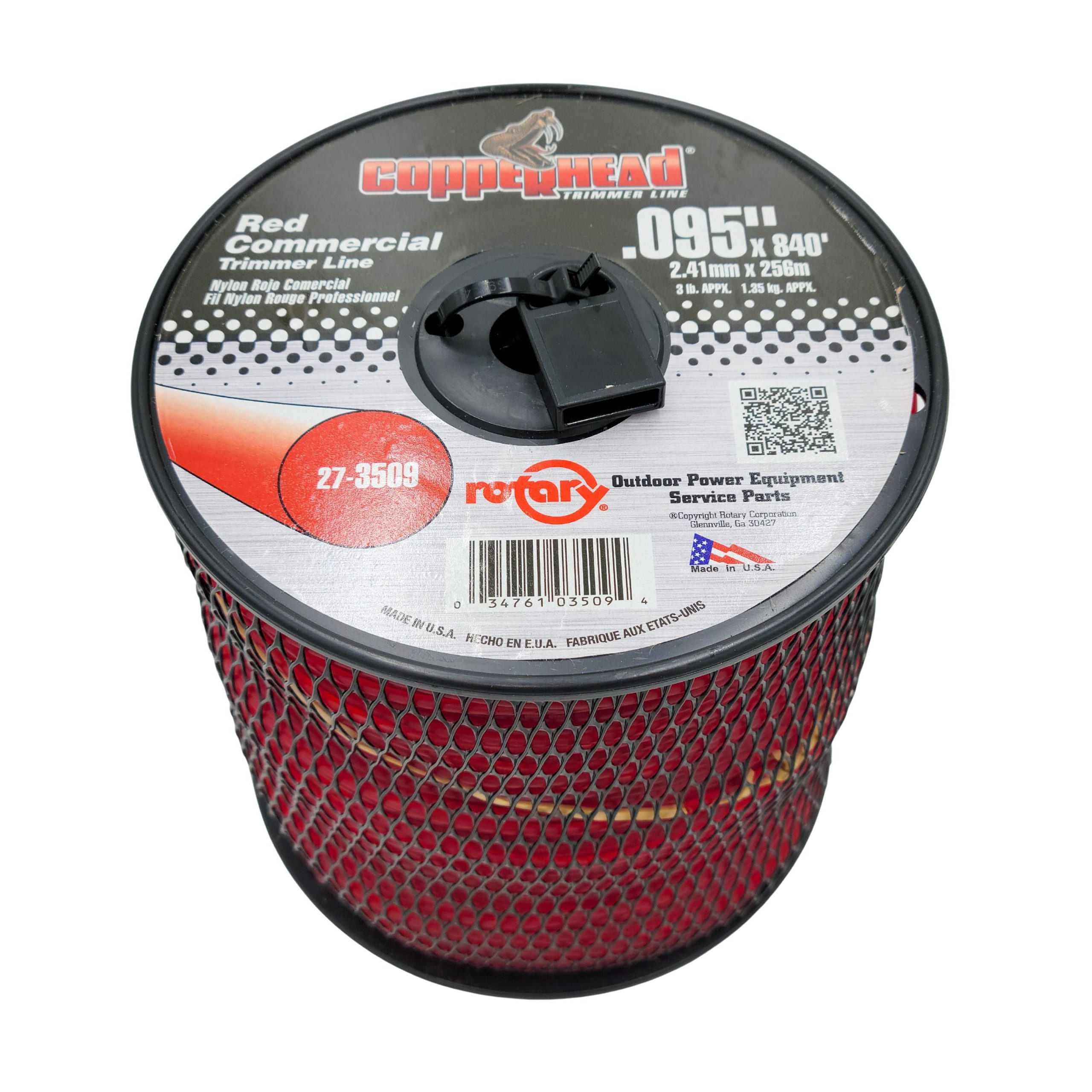 .095" Trimmer Line w/Cutter Rotary Round Medium Spool Red (3509)