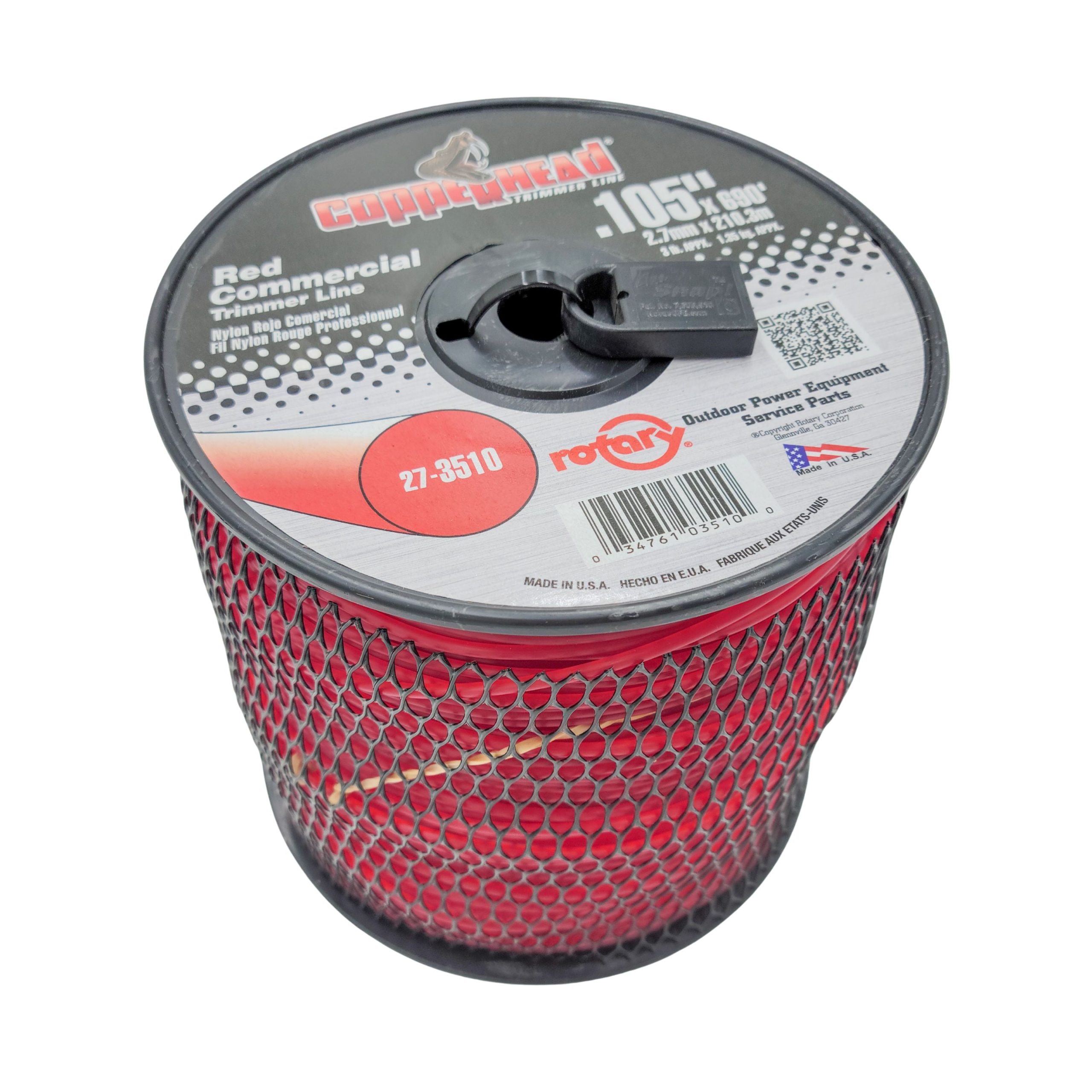 .105" Trimmer Line w/Cutter Rotary Round Medium Spool Red (3510)